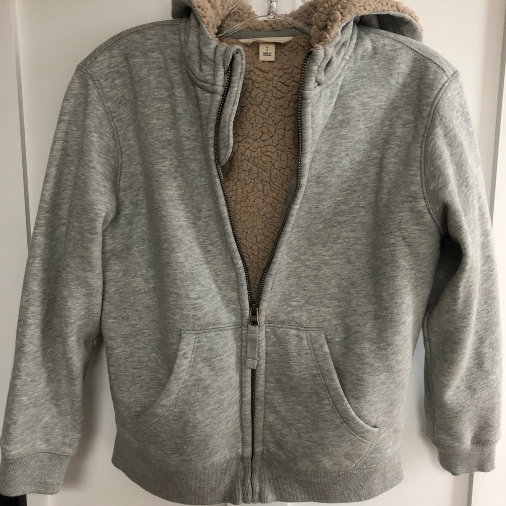 Lands End Kids Gray Sherpa Hoodie